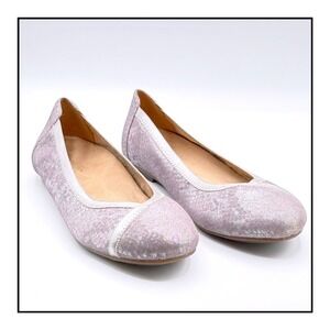 Vionic Caroll Ballet Flats Womens 10 Lilac Shimmer Snake Embossed Leather Shoes